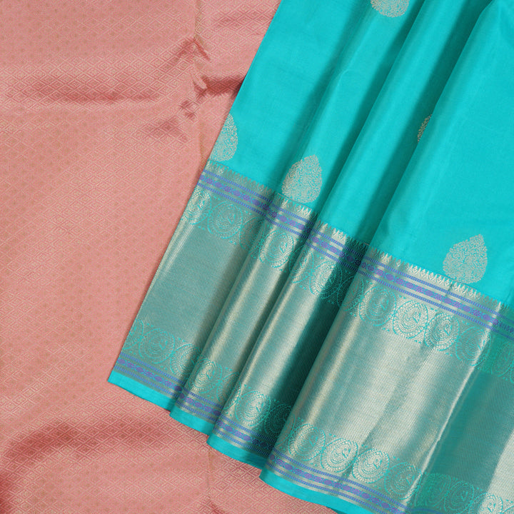 Hayagrivas Handloom Sky Blue Kanjivaram Silk Saree KBF50D8-2