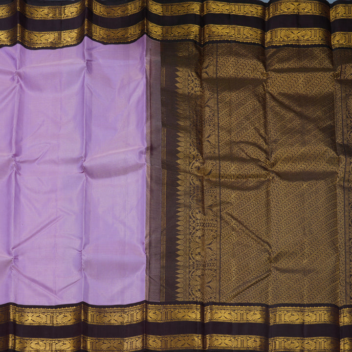 Hayagrivas Handloom Lilac Kanjivaram Silk Saree with Deep Wine Border KBF510F11-1