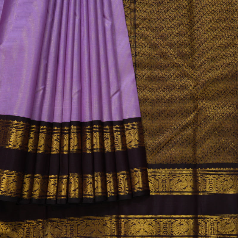 Hayagrivas Handloom Lilac Kanjivaram Silk Saree with Deep Wine Border KBF510F11-1