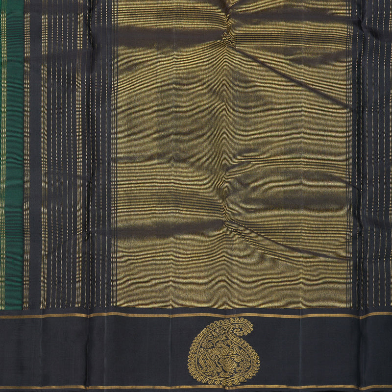 Hayagrivas Handloom Bottle Green Kanjivaram Silk Saree with Black Border KBF510F12-1