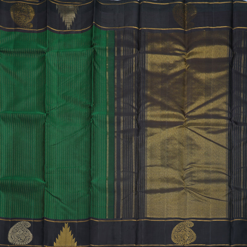 Hayagrivas Handloom Bottle Green Kanjivaram Silk Saree with Black Border KBF510F12-1