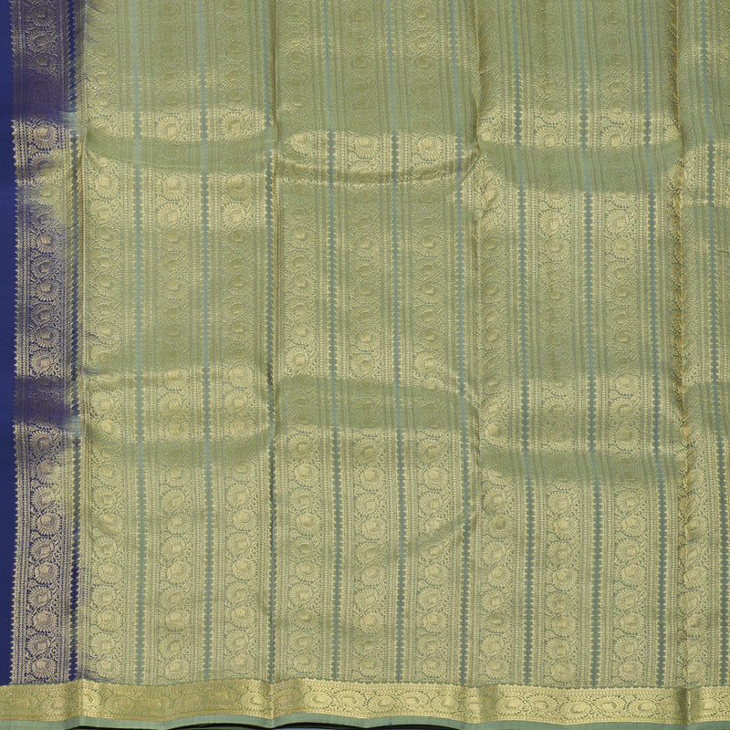 Hayagrivas Handloom Navy Blue Kanjivaram Silk Saree with Elaichi Green Border KBF511F1-5