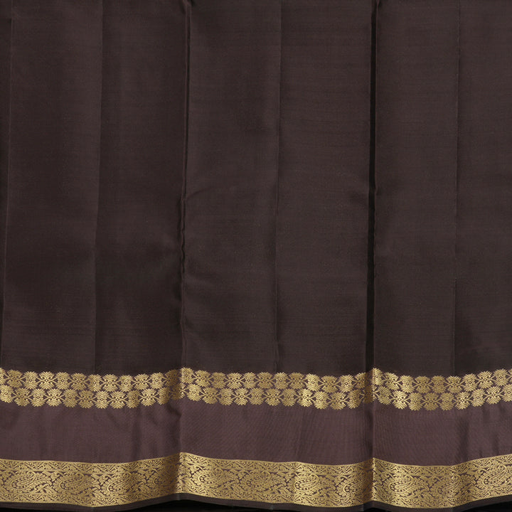 Hayagrivas Handloom Rust Orange Kanjivaram Silk Saree with Brown Border KBF511F2-3