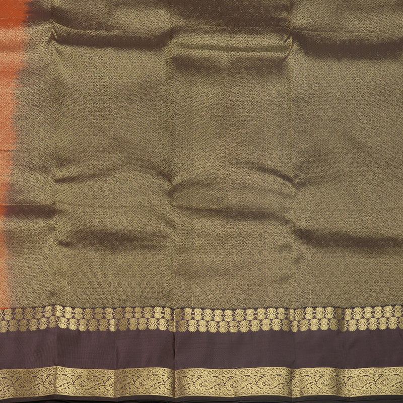 Hayagrivas Handloom Rust Orange Kanjivaram Silk Saree with Brown Border KBF511F2-3