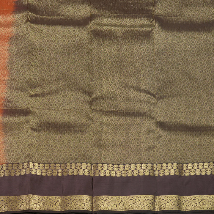 Hayagrivas Handloom Rust Orange Kanjivaram Silk Saree with Brown Border KBF511F2-3