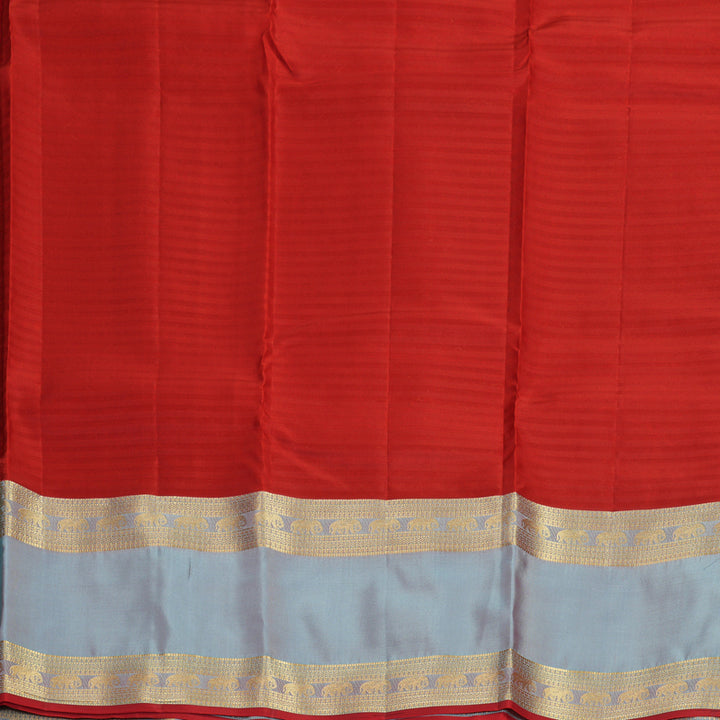 Hayagrivas Handloom Golden Orange Stripes Kanjivaram Silk Saree KBF511F3-5