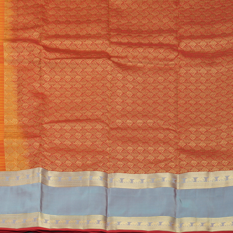 Hayagrivas Handloom Golden Orange Stripes Kanjivaram Silk Saree KBF511F3-5