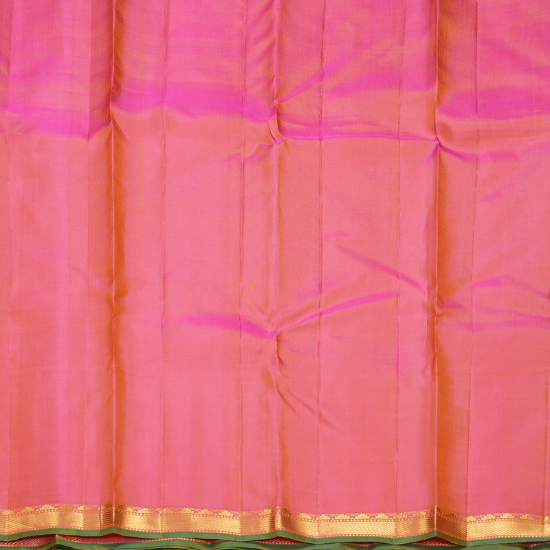 Hayagrivas Handloom Mustard Yellow Kanjivaram Silk Saree with Pink Border KBF512F1-1