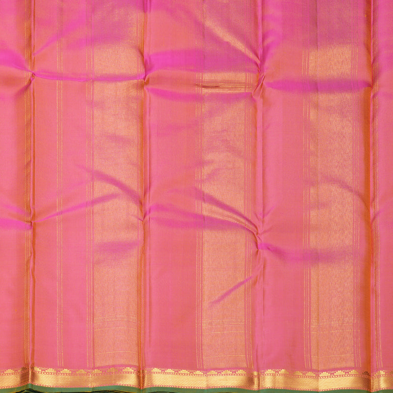 Hayagrivas Handloom Mustard Yellow Kanjivaram Silk Saree with Pink Border KBF512F1-1