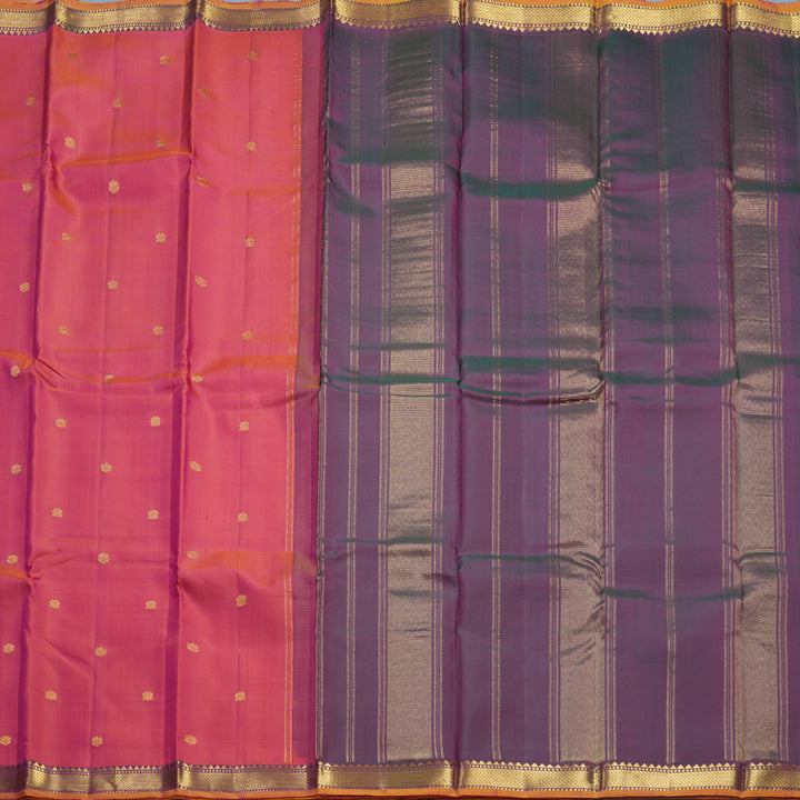 Hayagrivas Handloom Orangish-Pink Kanjivaram Silk Saree KBF512F2-1