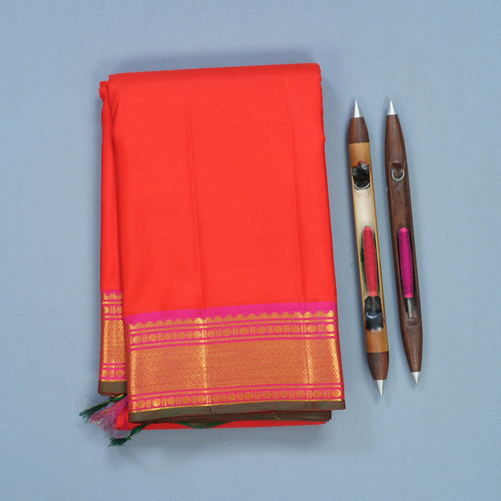 Hayagrivas Handloom Red Kanjivaram Silk Saree with Border KBF512F3-2