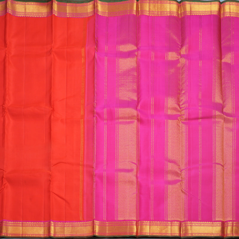 Hayagrivas Handloom Red Kanjivaram Silk Saree with Border KBF512F3-2