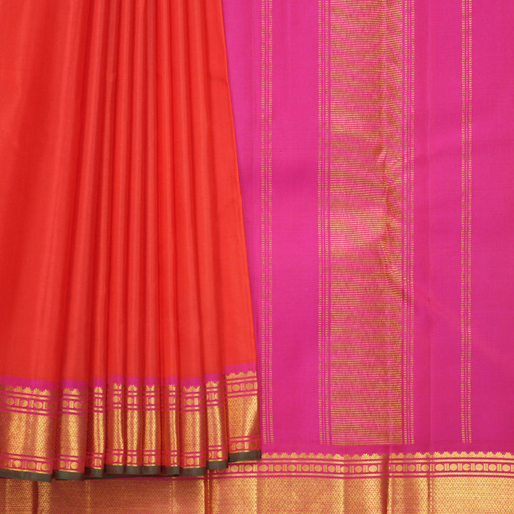 Hayagrivas Handloom Red Kanjivaram Silk Saree with Border KBF512F3-2