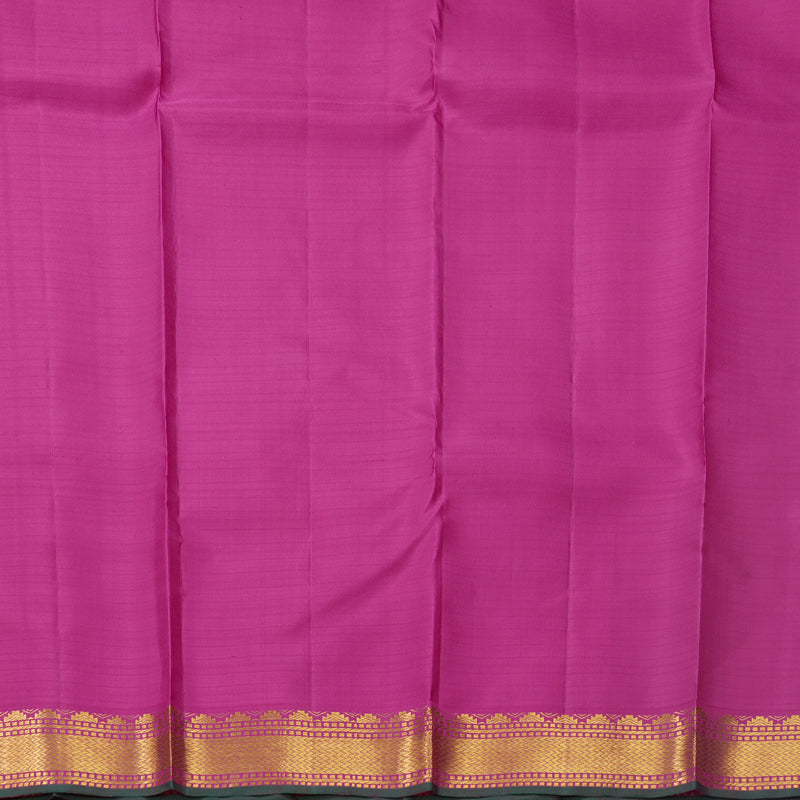 Hayagrivas Handloom Orange Kanjivaram Silk Saree with Rani Pink Border KBF512F3-3