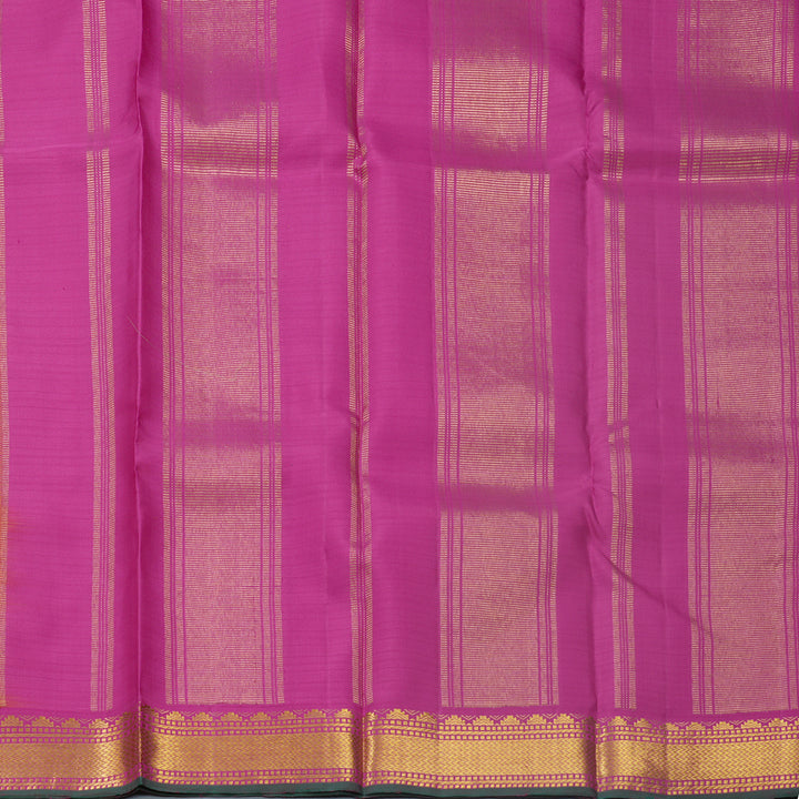 Hayagrivas Handloom Orange Kanjivaram Silk Saree with Rani Pink Border KBF512F3-3