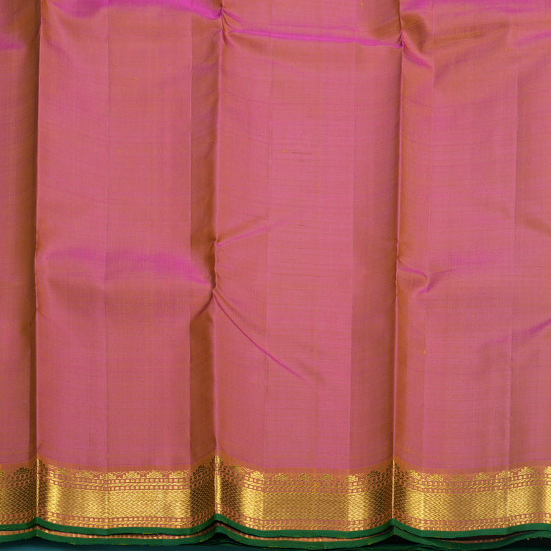Hayagrivas Handloom Mustard Yellow Kanjivaram Silk Saree with Pink Border KBF512F3-5