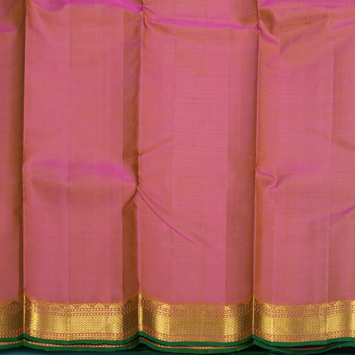 Hayagrivas Handloom Mustard Yellow Kanjivaram Silk Saree with Pink Border KBF512F3-5
