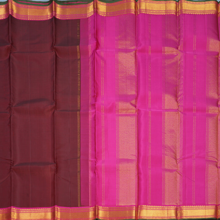 Hayagrivas Handloom Maroon Kanjivaram Silk Saree with Pink Border KBF512F3-6