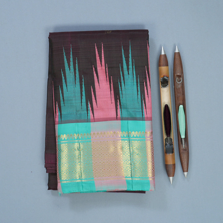Hayagrivas Deep Wine Pure One-sided Border Kanjivaram Silk Saree KBF513F1-2