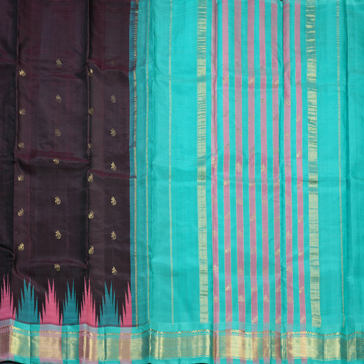 Hayagrivas Deep Wine Pure One-sided Border Kanjivaram Silk Saree KBF513F1-2