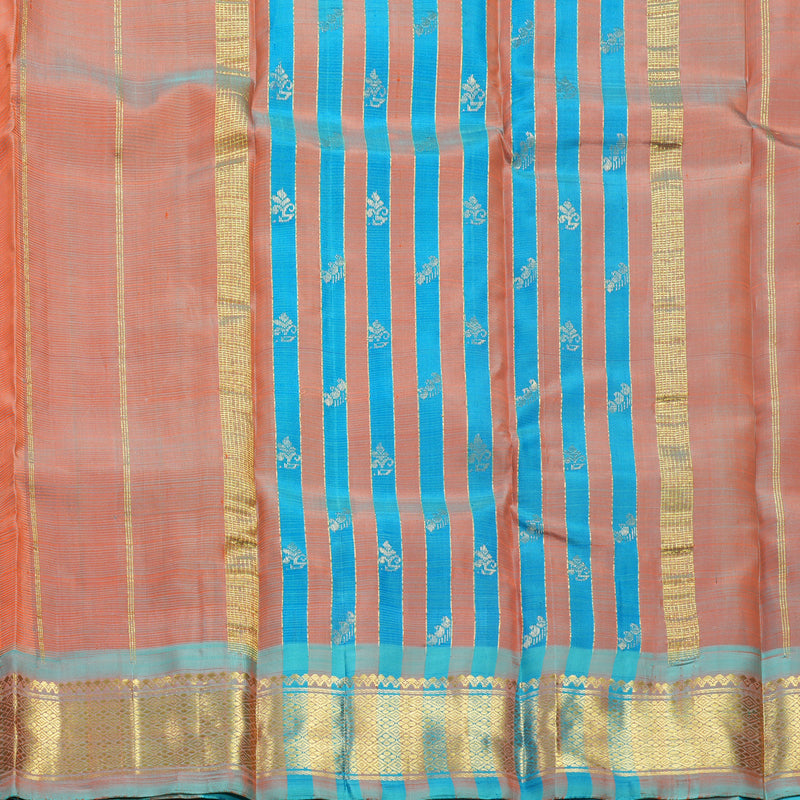 Hayagrivas Half-White Pure One-sided Border Kanjivaram Silk Saree KBF513F1-4