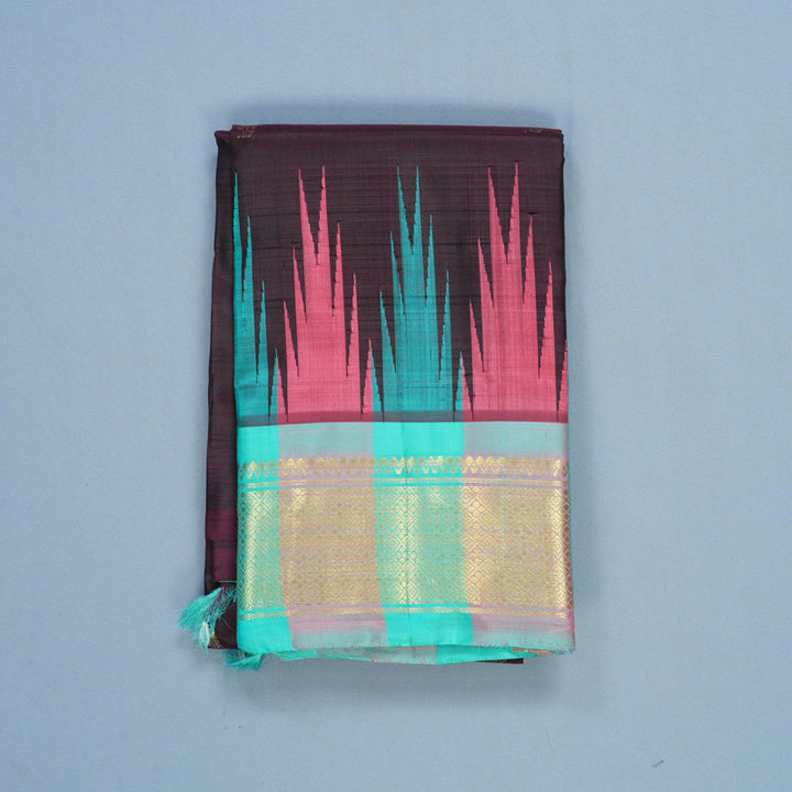 Hayagrivas Wine Pure One-sided border Kanjivaram Silk Saree KBF513F1-5