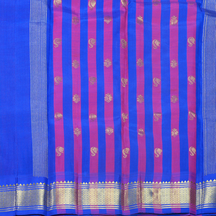 Hayagrivas Peach Orange Pure One-sided Border Kanjivaram Silk Saree KBF513F1-7