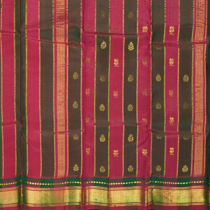 Hayagrivas Fluorescent Green Pure One-sided border Kanjivaram Silk Saree KBF514F1-1