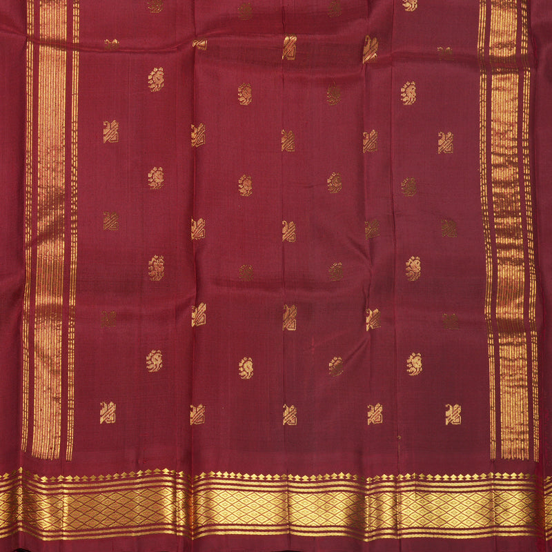 Hayagrivas Fluorescent Green Pure One-sided Border Kanjivaram Silk Saree KBF514F2-3