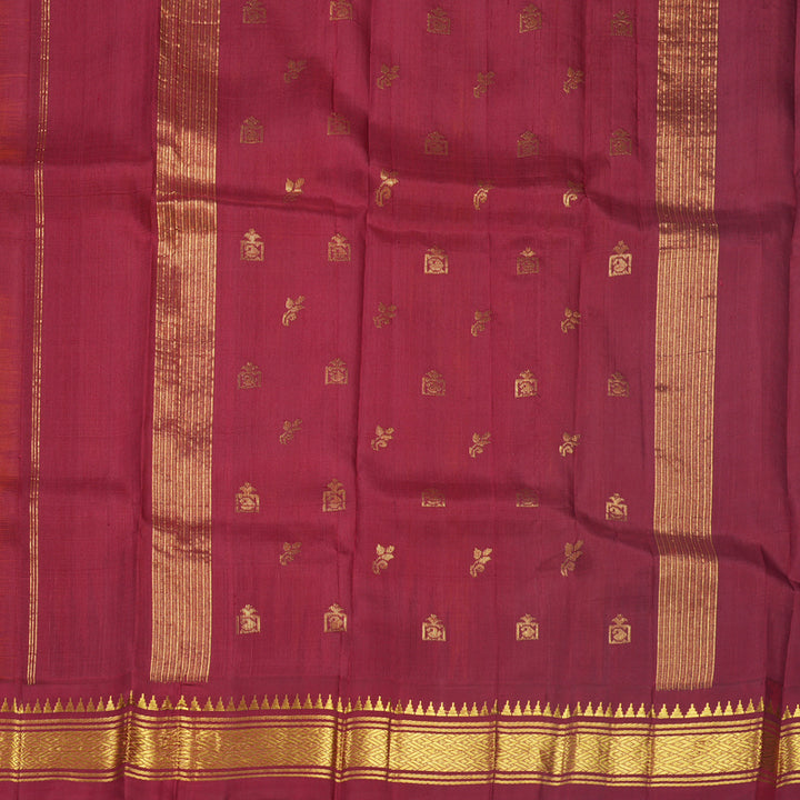 Hayagrivas Mambazham Orange Pure One-sided Border Kanjivaram Silk Saree KBF514F2-4