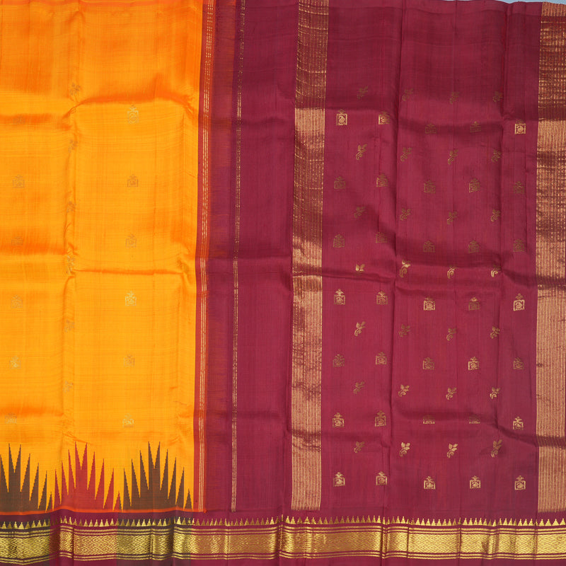 Hayagrivas Mambazham Orange Pure One-sided Border Kanjivaram Silk Saree KBF514F2-4