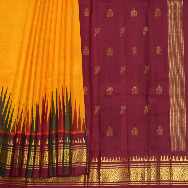 Hayagrivas Mambazham Orange Pure One-sided Border Kanjivaram Silk Saree KBF514F2-4