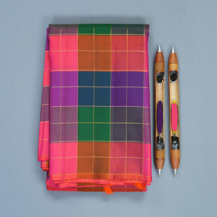Hayagrivas Handloom Multicolour Checks Kanjivaram Silk Saree KBF515G1-1