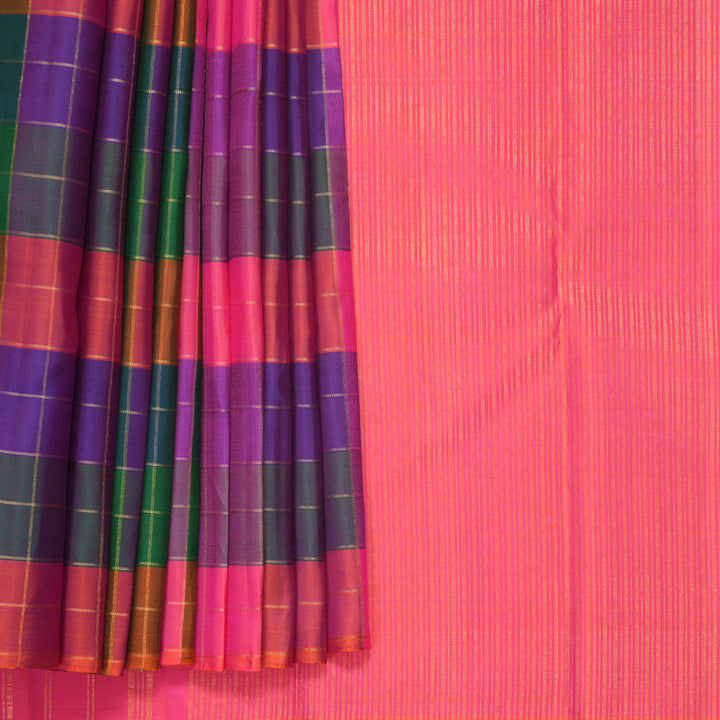 Hayagrivas Handloom Multicolour Checks Kanjivaram Silk Saree KBF515G1-1