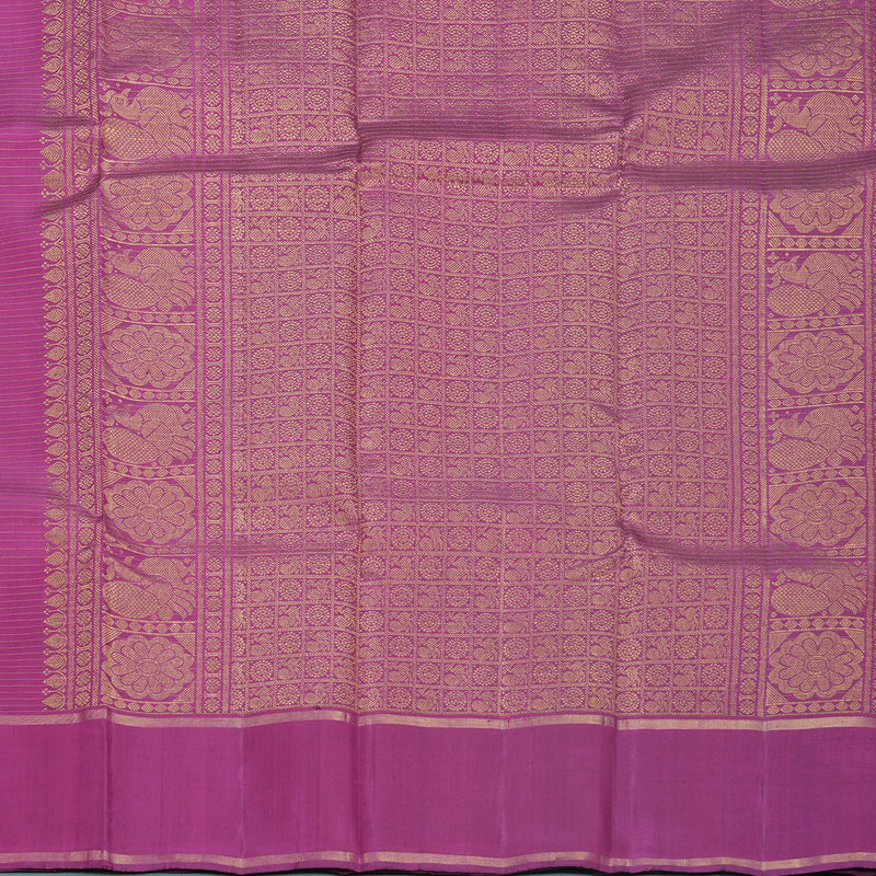 Hayagrivas Handloom Orangish-Pink Kanjivaram Silk Saree with Purple Border KBF515G2-1