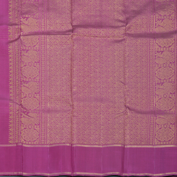 Hayagrivas Handloom Orangish-Pink Kanjivaram Silk Saree with Purple Border KBF515G2-1