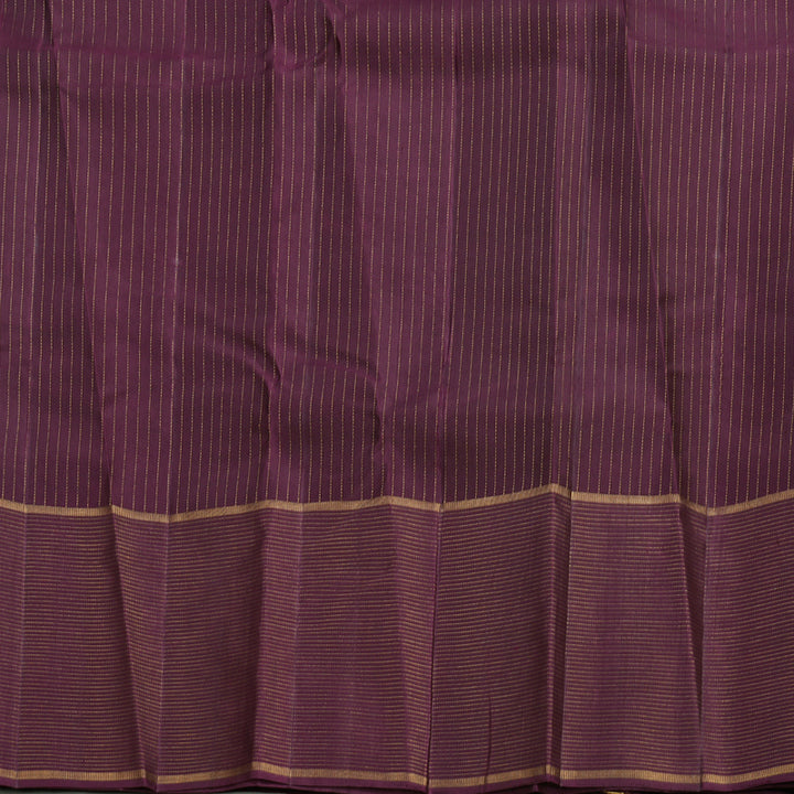 Hayagrivas Handloom Honey-Mustard Kanjivaram Silk Saree with Burgundy Border KBF515G3-1