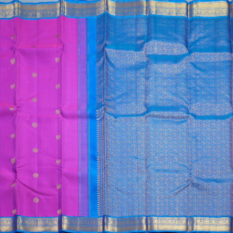 Hayagrivas Handloom Purple Kanjivaram Silk Saree with Ananda Blue Border KBF515G4-1
