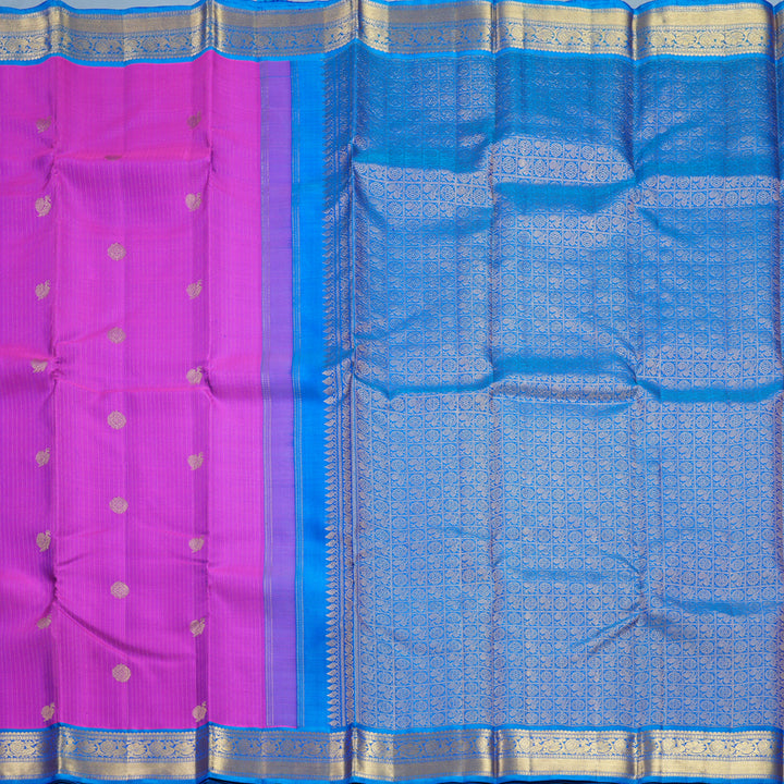Hayagrivas Handloom Purple Kanjivaram Silk Saree with Ananda Blue Border KBF515G4-1
