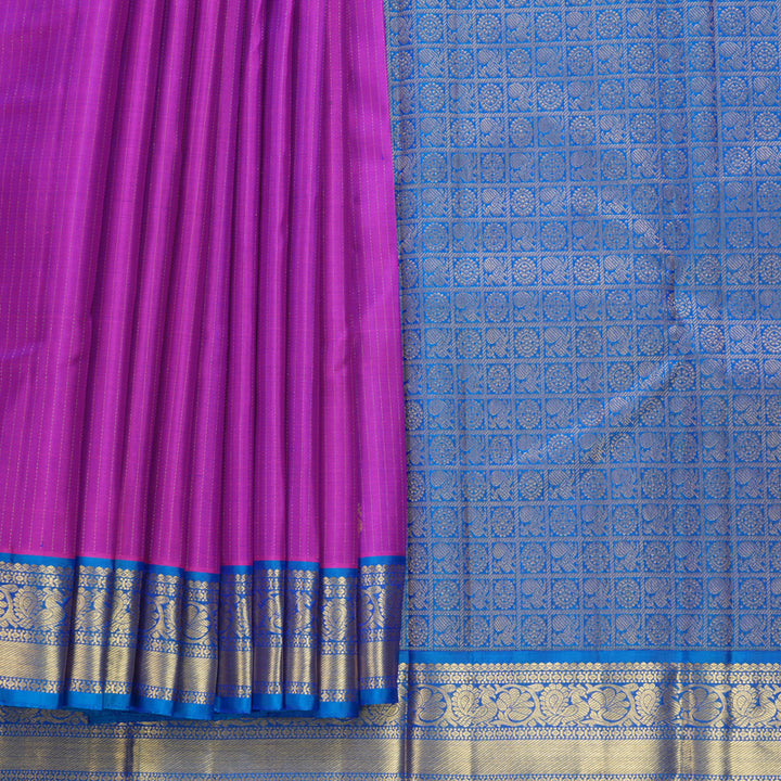 Hayagrivas Handloom Purple Kanjivaram Silk Saree with Ananda Blue Border KBF515G4-1