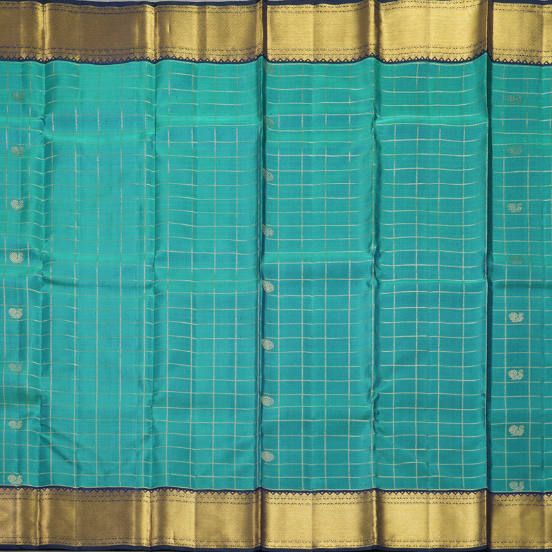 Hayagrivas Handloom Peacock Green Kanjivaram Silk Saree with Border KBF515G5-4
