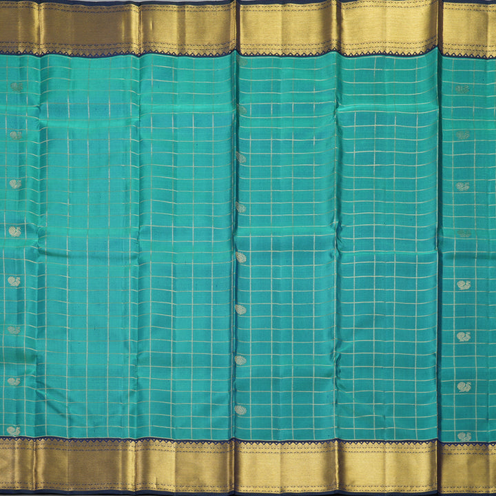 Hayagrivas Handloom Peacock Green Kanjivaram Silk Saree with Border KBF515G5-4