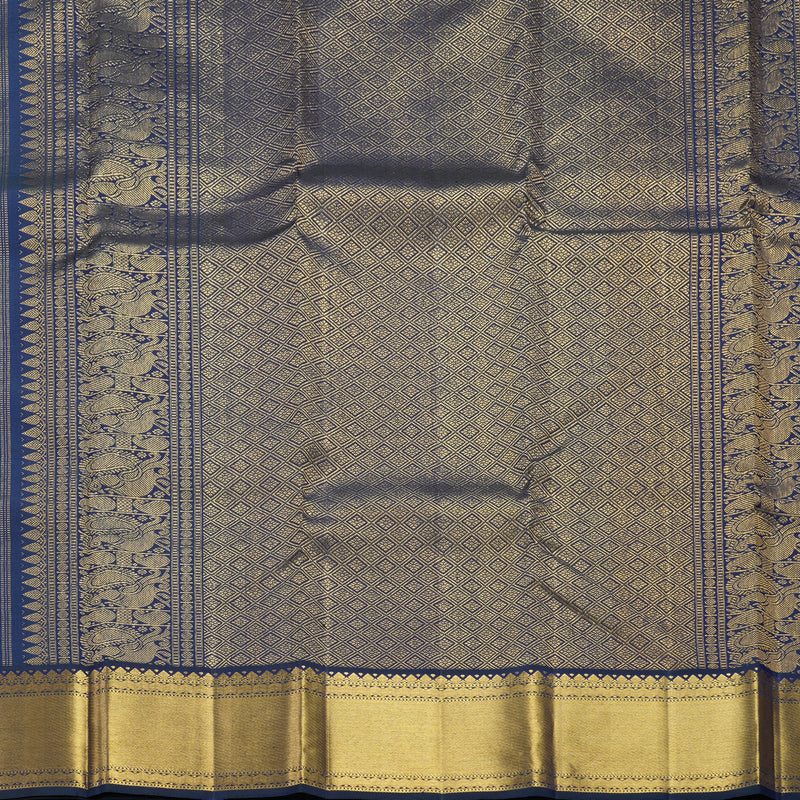Hayagrivas Handloom Peacock Green Kanjivaram Silk Saree with Border KBF515G5-4