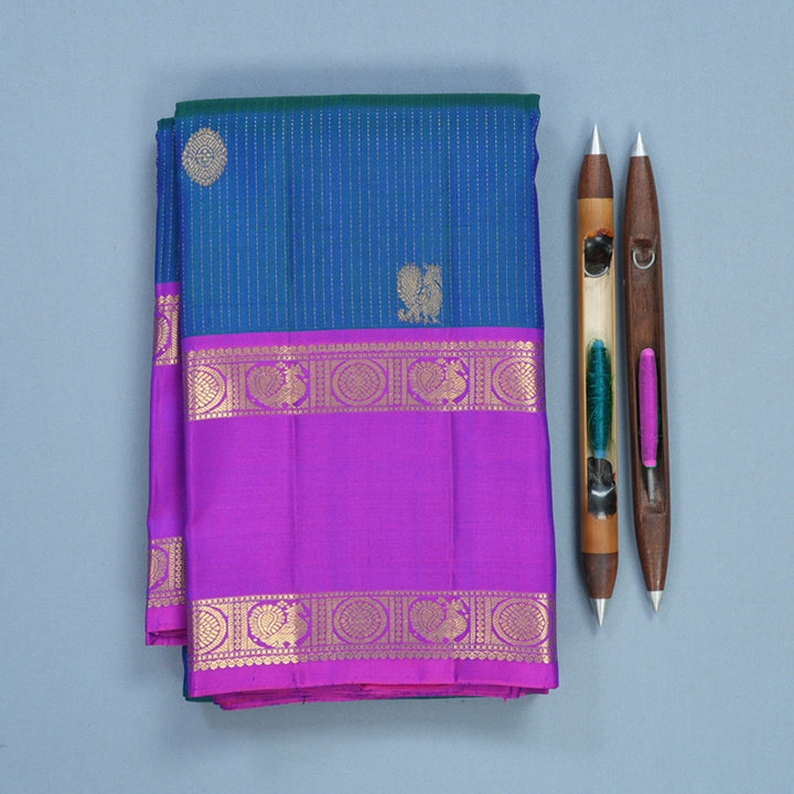 Hayagrivas Handloom Mayilkazhuthu Kanjivaram Silk Saree with Purple Border KBF515G5-5