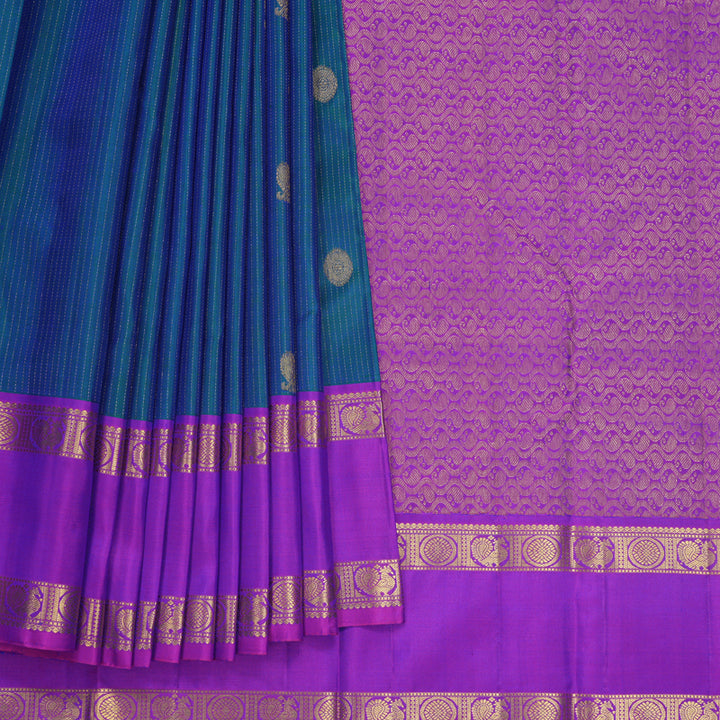 Hayagrivas Handloom Mayilkazhuthu Kanjivaram Silk Saree with Purple Border KBF515G5-5
