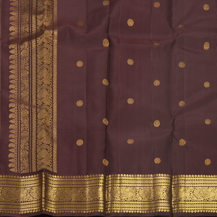 Hayagrivas Handloom Dark Brown Kanjivaram Silk Saree KBF515G6-5