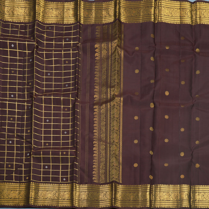 Hayagrivas Handloom Dark Brown Kanjivaram Silk Saree KBF515G6-5