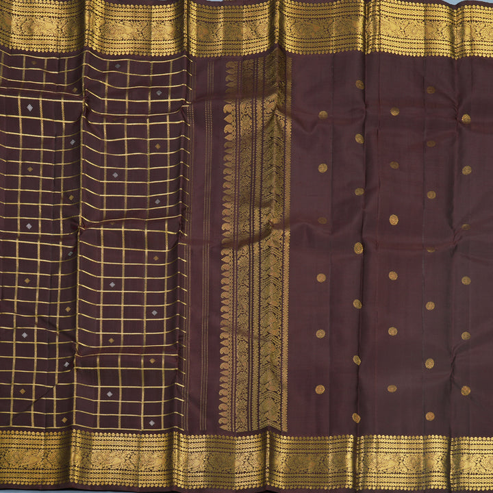 Hayagrivas Handloom Dark Brown Kanjivaram Silk Saree KBF515G6-5