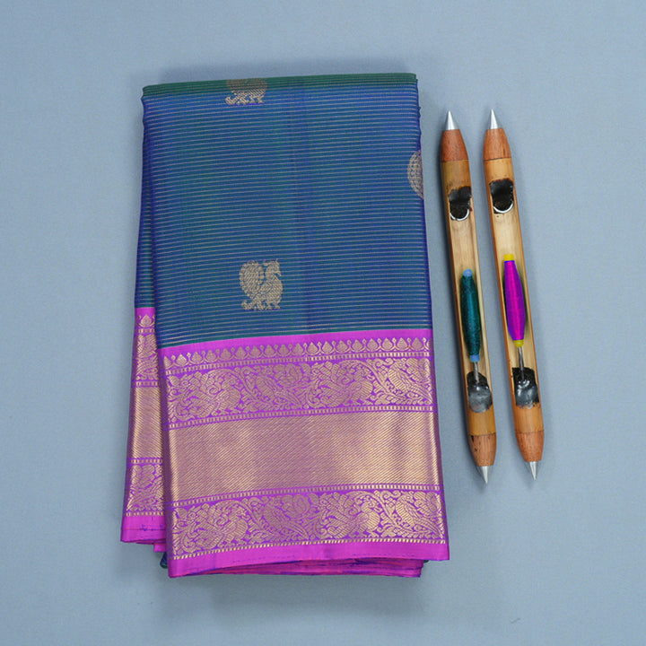 Hayagrivas Handloom Mayilkazhuthu Kanjivaram Silk Saree with Purple Border KBF515G6-8