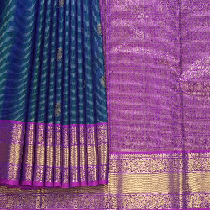 Hayagrivas Handloom Mayilkazhuthu Kanjivaram Silk Saree with Purple Border KBF515G6-8